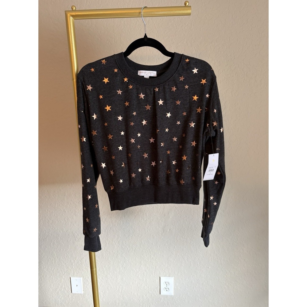Spiritual Gangster Women's NWT Stars Cropped Sweatshirt Size S Grey Celestial